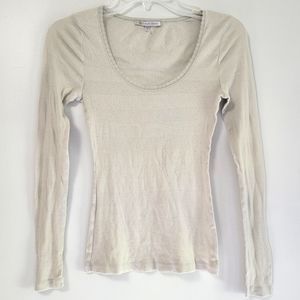 Victoria's Secret Lightweight Long Sleeve Striped Gray Pajama Top Size Small